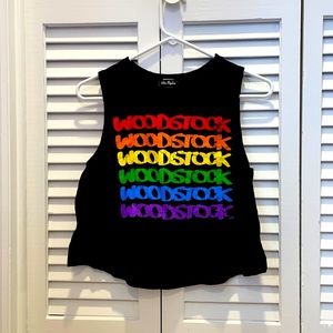 Black Woodstock Cropped Tank